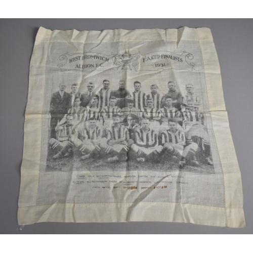 72 - A Printed Silk Handkerchief for West Bromwich Albion FC, FA Cup Finalists 1931, 36cms Square