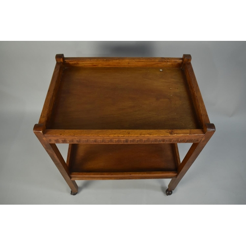 73 - A Mid 20th Century Oak Two Tier Galleried Trolley, 63cms Wide