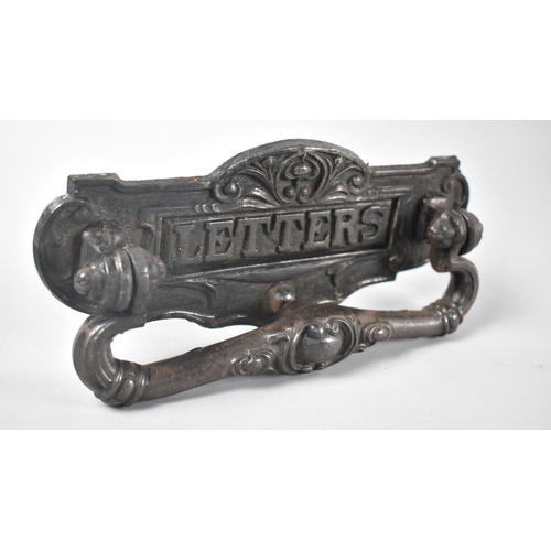 89 - A Victorian Art Nouveau Style Cast Iron Letter Flap and Door Knocker by Kenrick, Birmingham Stamped ... 