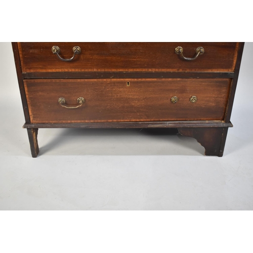 96 - A Mid 20th Century Fall Front Bureau with Three Drawers to Base, Fitted Interior, 76cms Wide