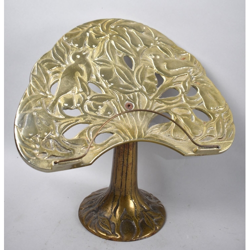 104 - A Mid 20th Century Cast Brass Recipe Book Stand, Decorated with Birds in Pear Tree, 28cm Wide