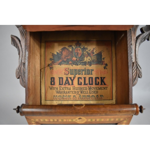 112 - An Edwardian Inlaid Drop Dial Wall Clock, The Superior Eight Day Clock, 73cm High