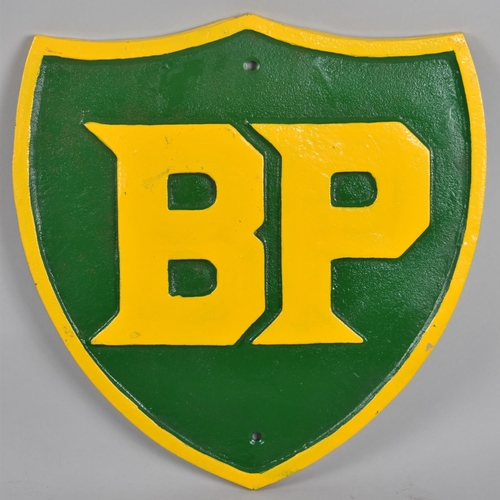 119 - A Large Painted Cast Iron Shield for BP, 34cm High, +VAT