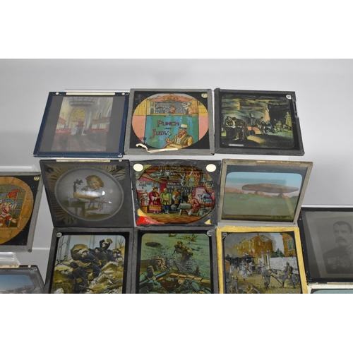 120 - A Collection of Various Magic Lantern Slides to Include Cartoon Cats at School, 8 Slides WW1 Germans... 