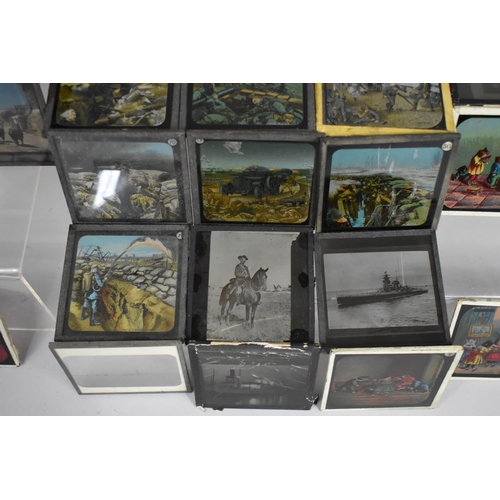 120 - A Collection of Various Magic Lantern Slides to Include Cartoon Cats at School, 8 Slides WW1 Germans... 