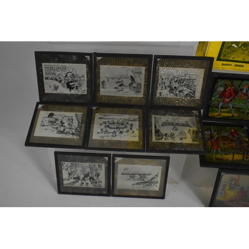 122 - Two Boxed Sets of Magic Lantern Slides, Robin Hood and Mickey Mouse in Pioneer Days, Unchecked