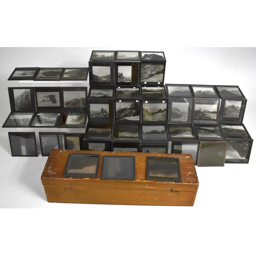 123 - A Vintage Wooden Box Containing Various Magic Lantern Slides Relating to Mountaineering and Ben Nevi... 