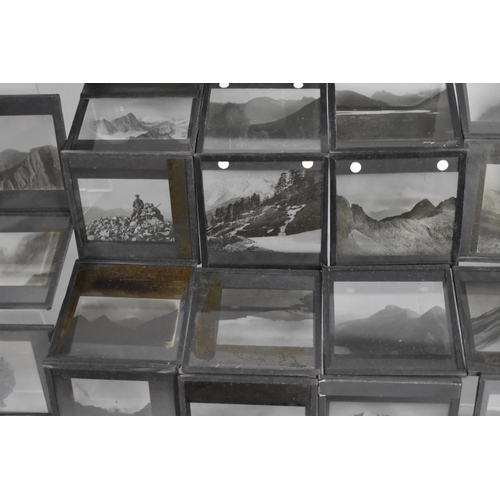 123 - A Vintage Wooden Box Containing Various Magic Lantern Slides Relating to Mountaineering and Ben Nevi... 