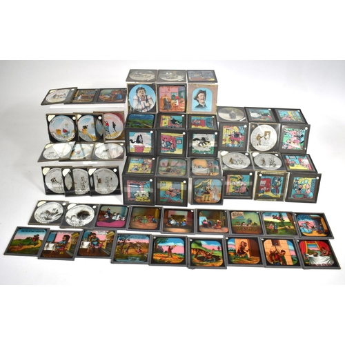 127 - A Vintage Wooden Box Containing Various Magic Lantern Slides to Include Children's Stories, Jack and... 