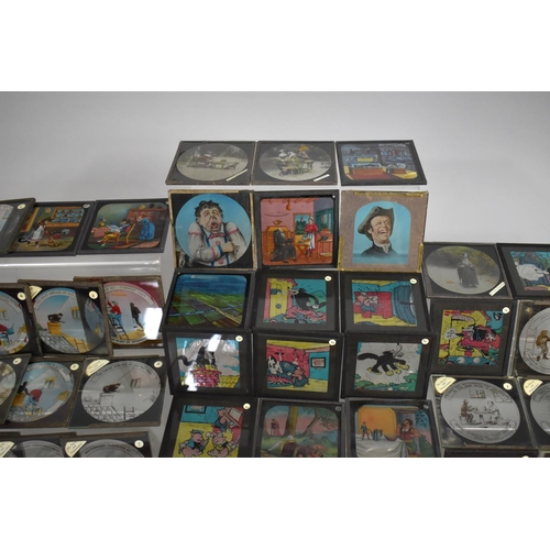 127 - A Vintage Wooden Box Containing Various Magic Lantern Slides to Include Children's Stories, Jack and... 