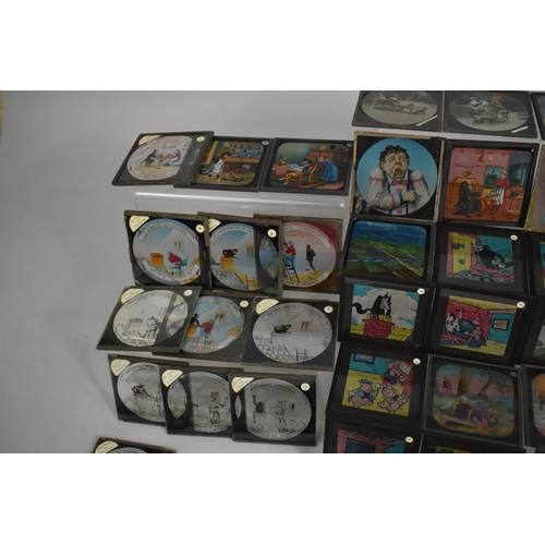 127 - A Vintage Wooden Box Containing Various Magic Lantern Slides to Include Children's Stories, Jack and... 