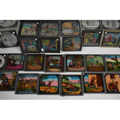 127 - A Vintage Wooden Box Containing Various Magic Lantern Slides to Include Children's Stories, Jack and... 