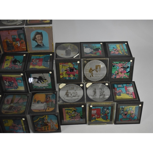 127 - A Vintage Wooden Box Containing Various Magic Lantern Slides to Include Children's Stories, Jack and... 