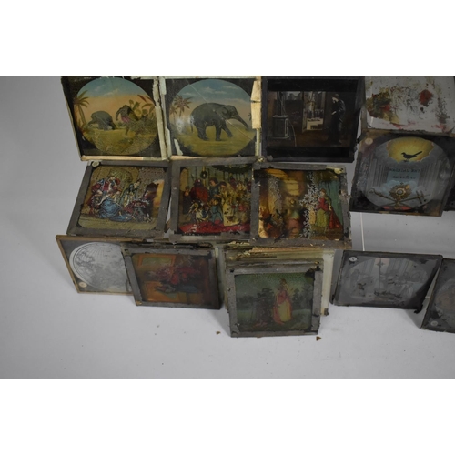 128 - A Vintage Collection of Magic Lantern Slides, Childrens Scenes, African Elephant etc, Condition Issu... 