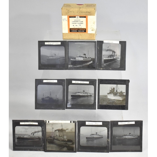 131 - A Box Containing Johnson Magic Lantern Slides, Manx Steamers