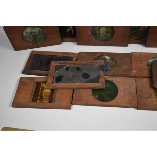 132 - A Large Collection of Mahogany Circular and Rectangular Coloured Magic Lantern Slides, Some conditio... 