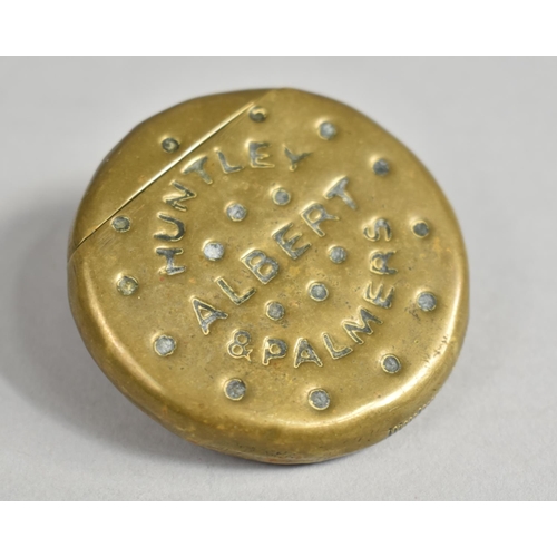 18 - A Victorian Huntley & Palmers Novelty Brass Vesta in the Form of an Albert Biscuit, Stamped Verso Ma... 