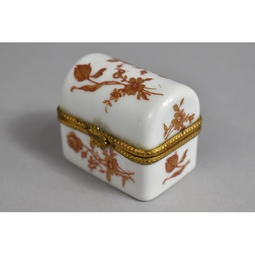 24 - A Small Limoges Dubarry Domed Topped Box with Ormolu Hinge Mount, 5cm Wide