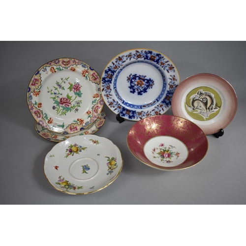 254 - A Collection of Ceramics to Comprise a Continental Porcelain Saucer Dish with Hand Painted Fruit Dec... 