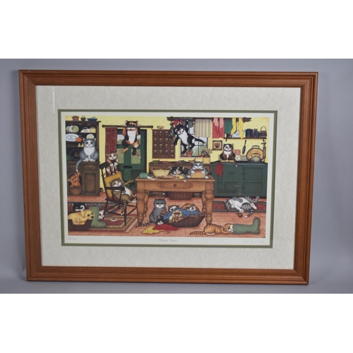 256 - A Framed Limited Edition Linda Jane Smith Print, Kitchen Chaos, 306x600, Signed and Titled in Pencil... 