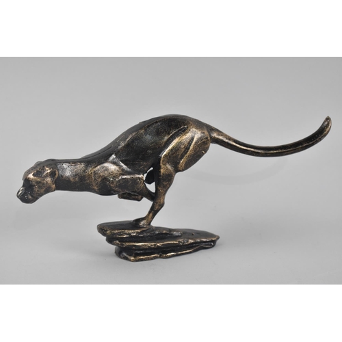 26 - A Cast Metal Bronze Effect Study of a Cheetah in Full Flight, 30cm Long, +VAT