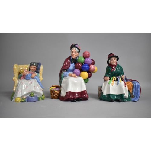 269 - Three Royal Doulton Figures, Sweet Dreams HN2380, Silks and Ribbons HN2017 and The Old Balloon Selle... 