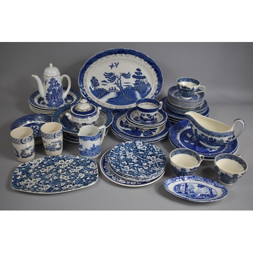 273 - A Large Collection of Various Willow Pattern and Other Blue and White China to Comprise Plates, Bowl... 