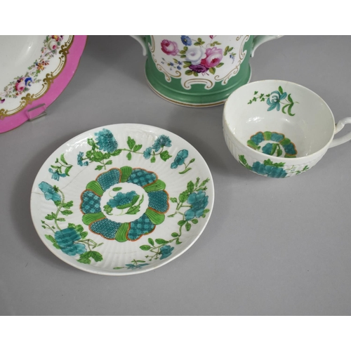 287 - A Collection of 19th Century Porcelain to Comprise a Coalport Felt Spar Cup and Saucer Decorated wit... 