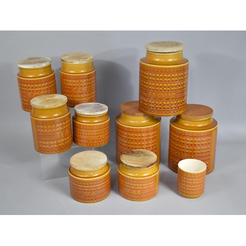 292 - A Collection of Ten Hornsea Saffron Pattern Storage Jars to Include Large, Medium and Small Examples