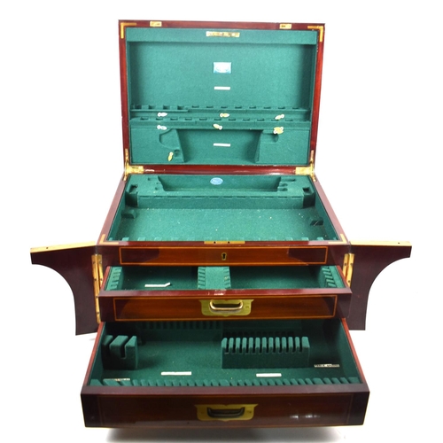 3 - A Good Quality Inlaid Mahogany Canteen with Hinged Lid and Two Drawers, Recessed Brass Handles, Empt... 