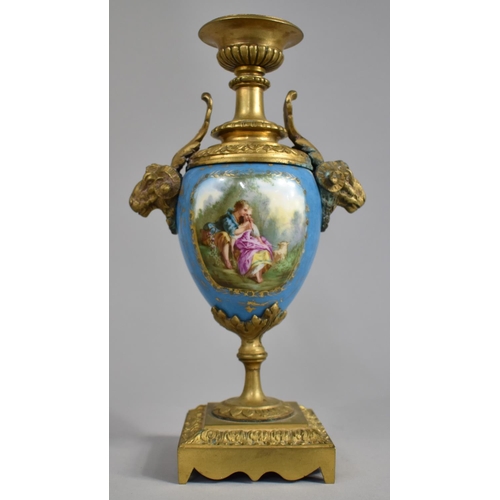 308 - A 19th Century Sevres Style Porcelain and Ormolu Mounted Candlestick of Urn Form with Courting Coupl... 