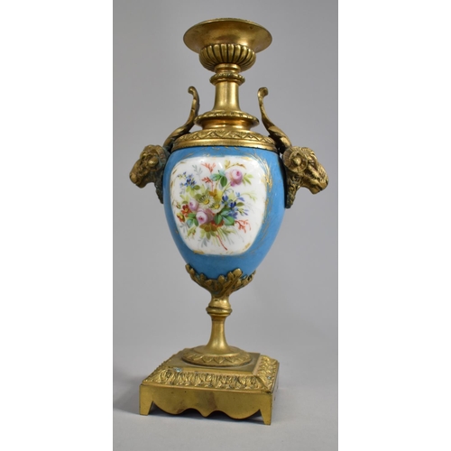 308 - A 19th Century Sevres Style Porcelain and Ormolu Mounted Candlestick of Urn Form with Courting Coupl... 