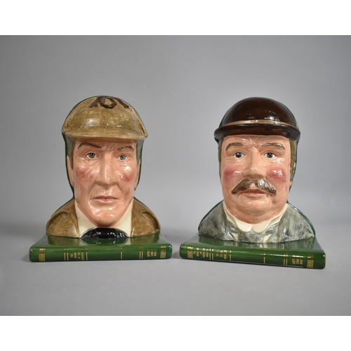 323 - A Pair of Royal Doulton Character Bookends, Sherlock Holmes, d7038 and Dr Watson, d7039