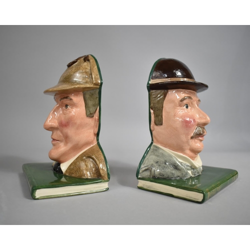 323 - A Pair of Royal Doulton Character Bookends, Sherlock Holmes, d7038 and Dr Watson, d7039