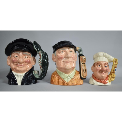 324 - Three Royal Doulton Character Jugs, Lobsterman D6617, Golfer D6623 and The Chef D7103