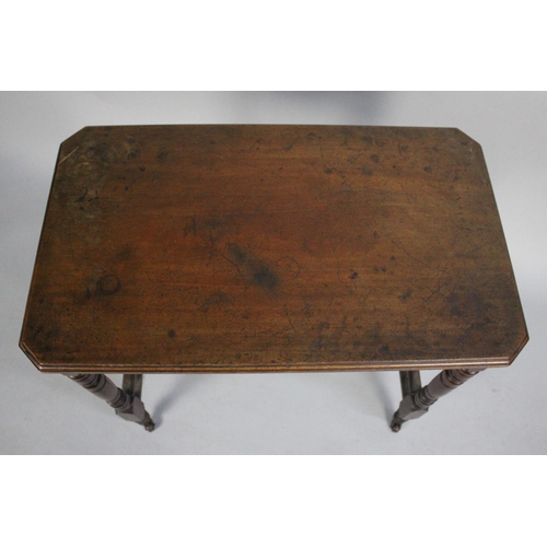 33 - Late Victorian/Edwardian Mahogany Rectangular Occasional Table with Turned Supports, 77cm Wide