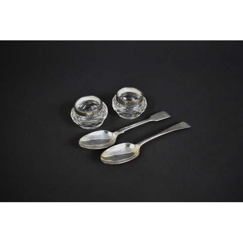 343 - Two 19th Century Silver Teaspoons, both with London Hallmark Together with Two Silver Mounted and Gl... 