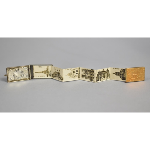 349 - A Souvenir from the Paris Exposition 1889 Miniature Metal Book/Fob with 6 Famous Scenes of Paris to ... 