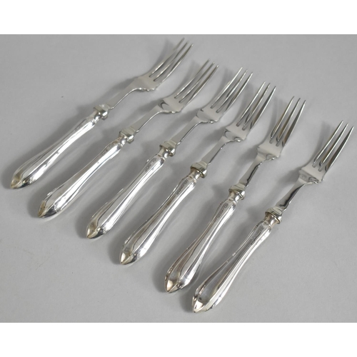 356 - A Set of Silver Handled Fruit/Cake Forks by John Biggin, Sheffield Hallmark 1932