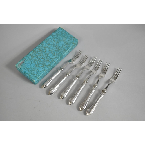 356 - A Set of Silver Handled Fruit/Cake Forks by John Biggin, Sheffield Hallmark 1932