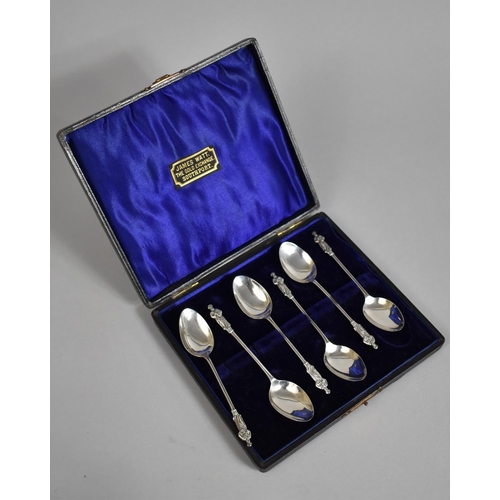 359 - A Cased Set of Six Silver Apostle Teaspoons by John Millward Banks, Hallmarked For Chester 1902