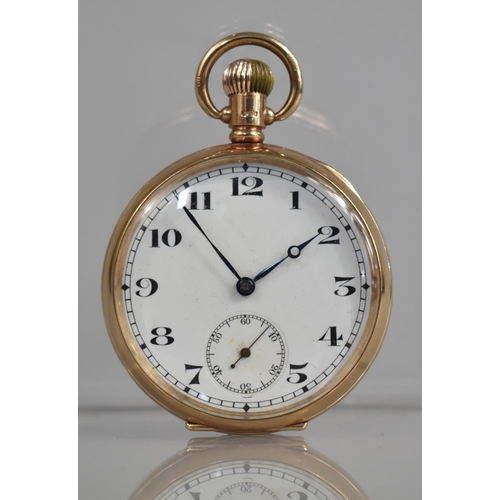 366 - An Early 20th Century 9ct Gold Open Pocket Watch by Dennison Watch Case Co., the White Enamel Face w... 