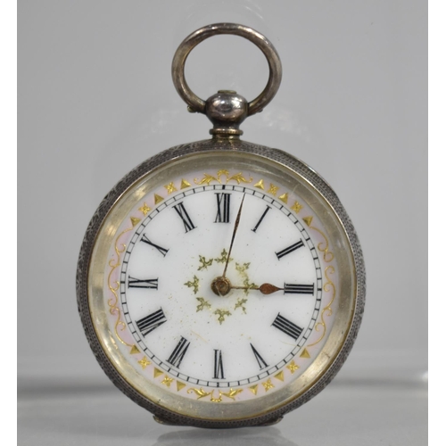 368 - A Small Early 20th Century Ladies 935 Silver Continental Ladies Open pocket Watch with Enamelled Dia... 