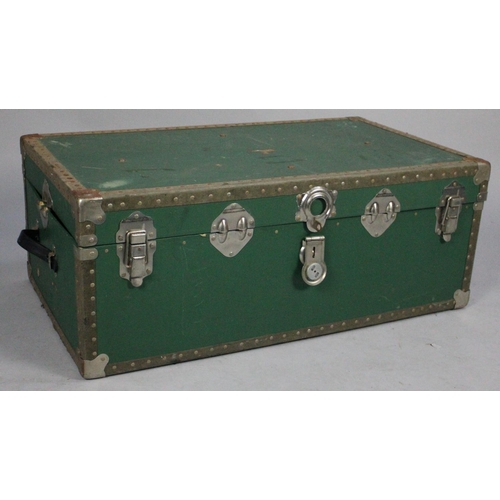 373 - A Mid 20th Century Metal Banded Travelling Trunk, 91cm Wide