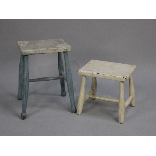 401 - Two Vintage Painted Wooden Rectangular Topped Stools