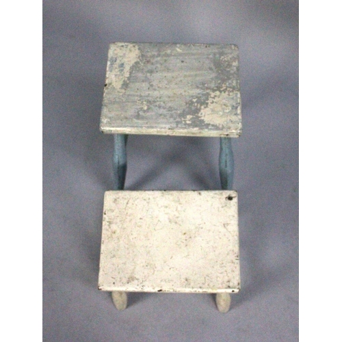 401 - Two Vintage Painted Wooden Rectangular Topped Stools