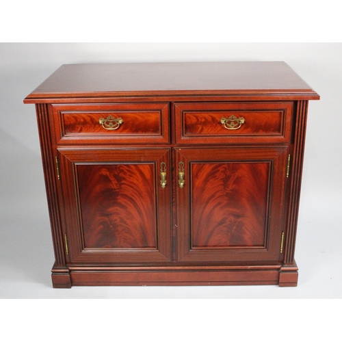 402 - A Modern Mahogany Sideboard with Two Drawers over Cupboard Base