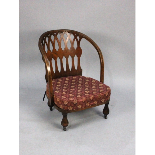 406 - An Arts & Crafts Century Ladies Nursing Chair with Pierced Back and Upholstered Pad Seats