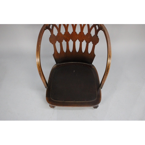 406 - An Arts & Crafts Century Ladies Nursing Chair with Pierced Back and Upholstered Pad Seats