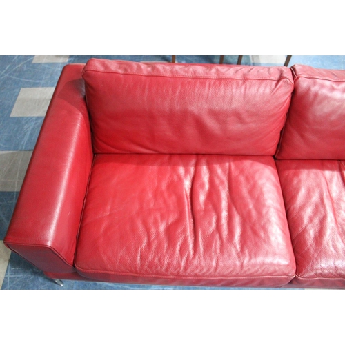 409 - A Vintage Leather Upholstered Three Seater Settee, 200cm wide